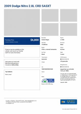 2009 Dodge Nitro Wagon 2.8L CRD 5ASXT image